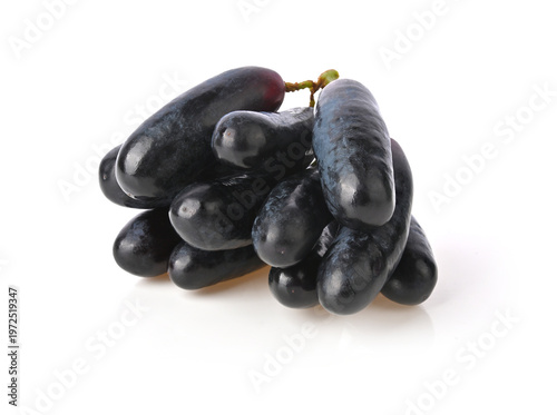 Sweet black sapphire grapes. Purple Witch Finger grapes , Moon Drops grape or Witch Fingers isolated on a white background.