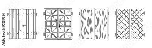 Set of four decorative vintage doors for exterior or interior design vector.