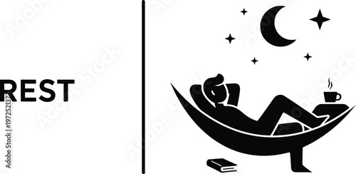 relaxation in hammock under night sky