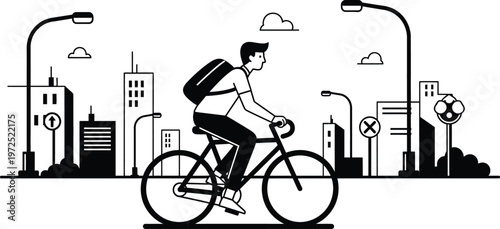 man riding bicycle on city street