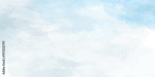 Clouds and sky watercolor vector hand drawn vector illustration. Abstract blue winter watercolor background. Sky pattern with snow. Light blue watercolour paper texture background.