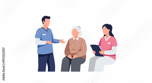 Elderly Woman Receiving Care from Medical Professionals.