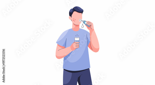 Man Drinking Water from Bottle Hydration Refreshment.