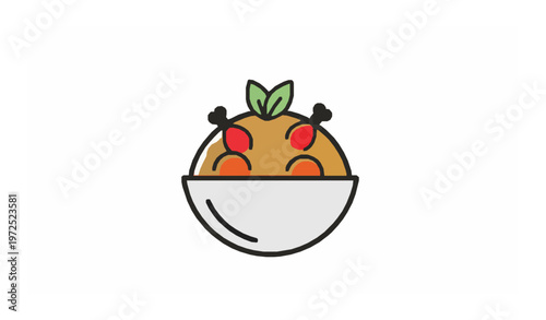 Chicken Biryani Logo Traditional Indian Food Vector Illustration
