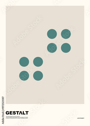 Gestalt Law of Proximity - Minimalist Geometric Poster Design - Vector Illustration