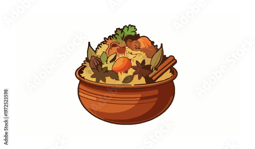 Minimal Chicken Biryani Logo Flat Food Icon Vector Illustration