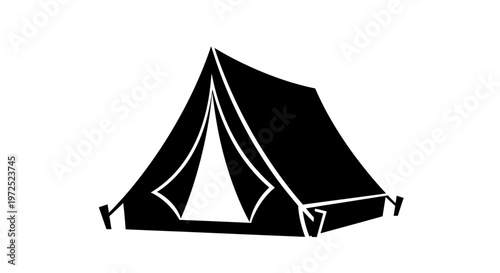 Black silhouette of a camping tent.
