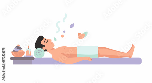 Man Relaxing Spa Treatment Aromatherapy.