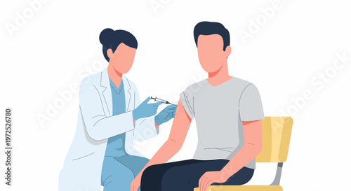 Medical Professional Administering Vaccine to Patient.