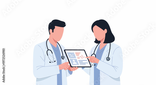 Medical Professionals Reviewing Patient Data on Tablet.
