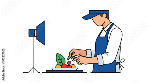 Food stylist preparing ingredients for a photoshoot