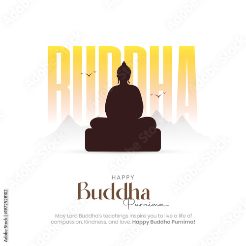 Happy Buddha Purnima Social Media Post and Greeting Card. Happy Vesak Creative with Text Vector Illustration
