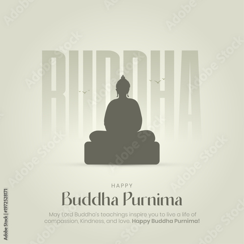 Happy Buddha Purnima Social Media Post and Greeting Card. Happy Vesak Creative with Text Vector Illustration