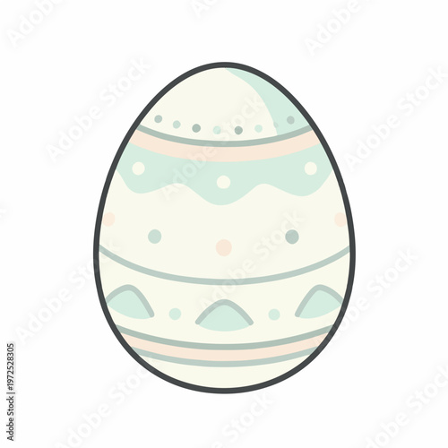Minimalist single easter egg vector illustration, light pastel colors and simple decorative patterns, clean graphic design, holiday celebration symbol, plain white background graphic element.