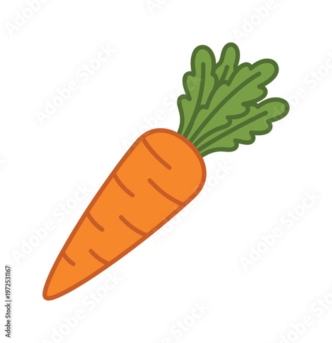A simple vector illustration of a fresh carrot. This cute and colorful vegetable graphic is perfect for healthy food concepts, cooking blogs, and children's designs.