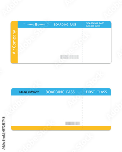 Airline ticket template on a white background.