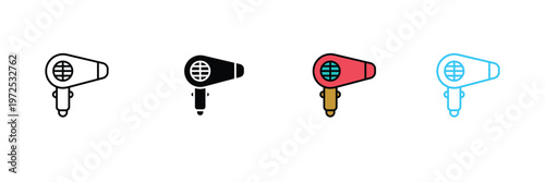 Professional Hair Dryer Icon for Salon, Beauty Care, and Electronic Styling Tool. Symbol Vector Illustration.