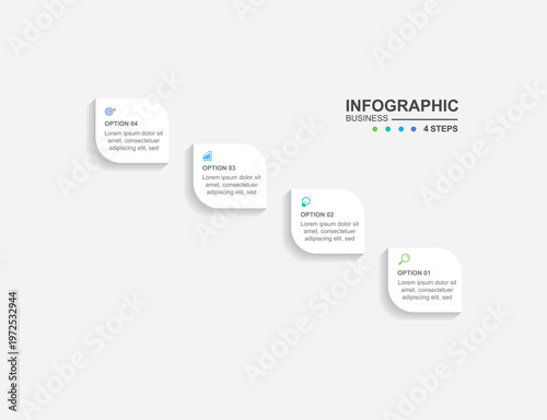 4 step line connected infographic element. Banner presentation. Brochure information. Timeline infograph