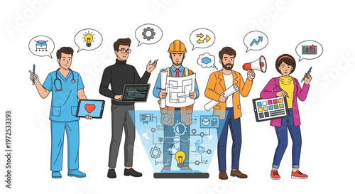 Diverse professionals with creative ideas and solutions