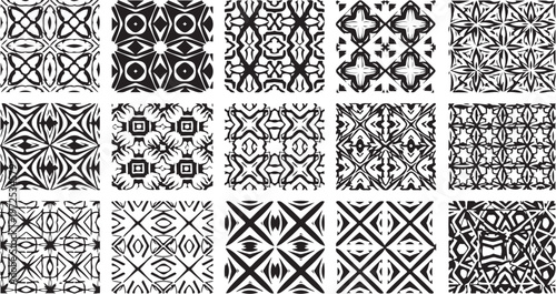 Collection of black and white geometric patterns