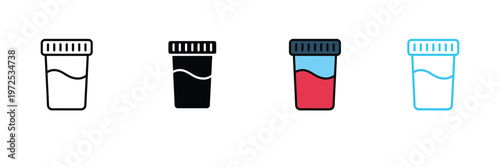 Medical Sample Cup Icon for Laboratory Test, Urine Specimen Container, and Healthcare Analysis Symbol. Symbol Vector Illustration.