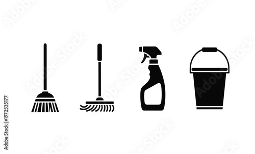 Cleaning tools and supplies icons.