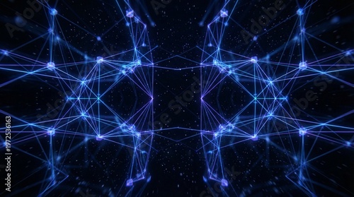 Abstract AI Data Flow Network Background for Technology Ads