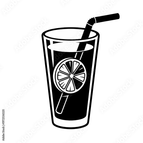 Lemon Drink with Straw Vector Icon