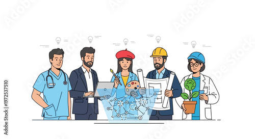 Diverse professionals brainstorming ideas together