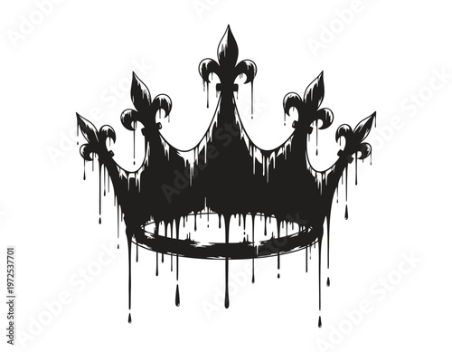 Dramatic silhouette of a dripping crown a symbol of power and decay representing royalty and fragility