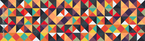 Geometric background with colorful triangles and polygon shapes. Abstract triangle pattern backdrop in warm autumn colors, vector illustration.