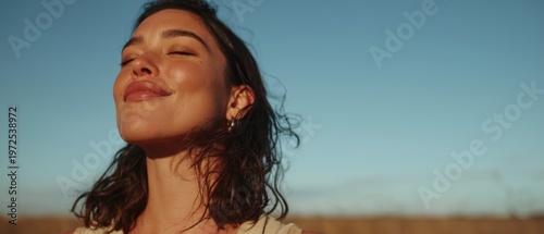 Emotional Reflection: Woman in Field with Sky Backdrop