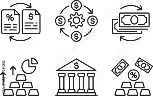 finance and money outline icons set