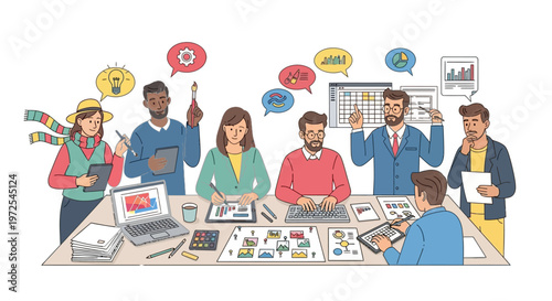 Business team meeting brainstorming ideas and strategies together