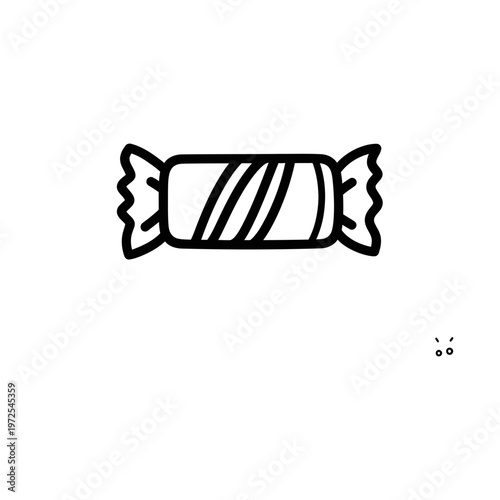 Candy Line Art Icon: A simple line art illustration of a wrapped candy, suggesting a sweet treat.