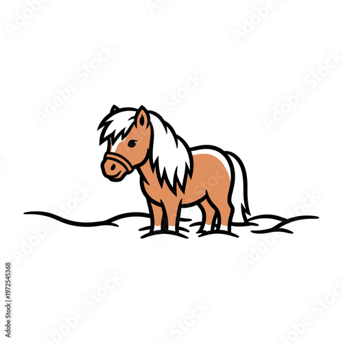 Pony's graceful posture: Depicting a captivating pony with flowing mane, showcasing its beauty. capturing the unique poise and elegance of this beautiful animal.