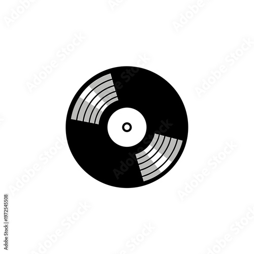 Vintage Vinyl's Circular Symphony: A timeless black vinyl record, capturing the essence of nostalgia and the enduring charm of recorded music. 