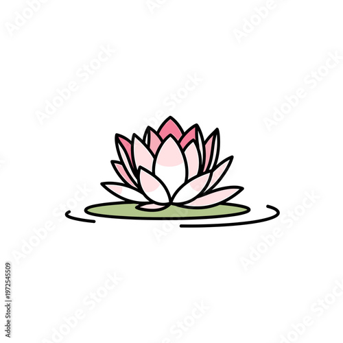 Lotus Elegance: A delicate lotus flower, its petals a soft pink, floats serenely atop tranquil waters, embodying purity and grace. 