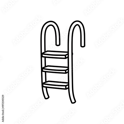 Pool Ladder Illustration: A simple yet elegant illustration of a pool ladder. Featuring three steps and two curved handles. 