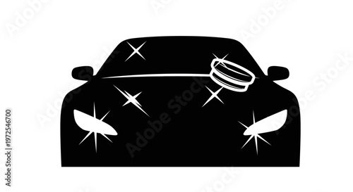 Black silhouette of a car with bug splatters.