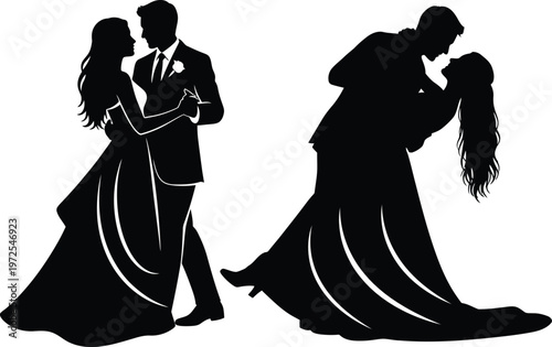 Romantic couple silhouettes a celebration of love and partnership