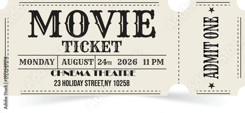 movie ticket template retro cinema admit one event pass