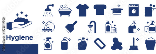 Hygiene vector icon set, clean and fresh collection for personal care and cleanliness concepts.