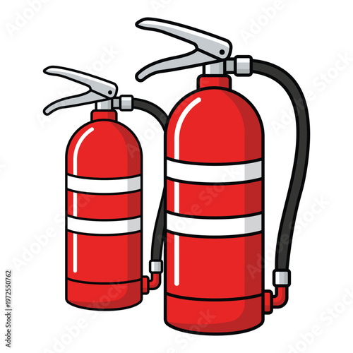 Two red fire extinguishers on a white background for safety and emergency preparedness