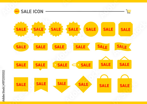 saleの黄色いアイコンのイラストのセット

