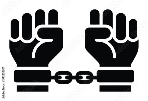 Black and white of hands in handcuffs, symbolizing restriction and captivity