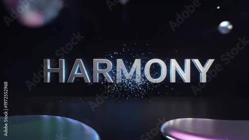 3D Text Transition from Elegance to Harmony with Liquid Metal Background
