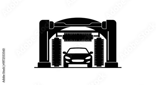 Car in a car wash tunnel.