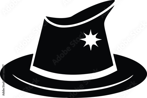 Black police hat with star badge silhouette icon