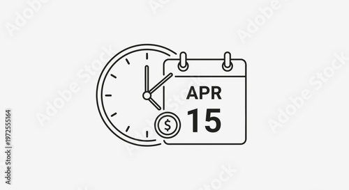 Minimal Tax Day Concept Illustration with Clock and Calendar Icons